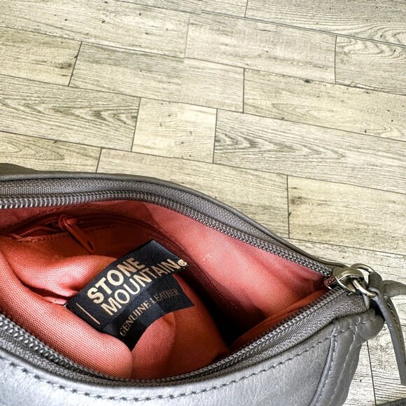 Stone Mountain Gray Genuine Leather Crossbody Shoulder Bag Purse - Picture 5 of 7